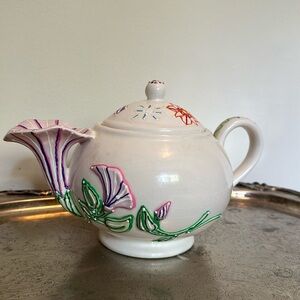 Vintage Teleflora Painted Floral Teapot
